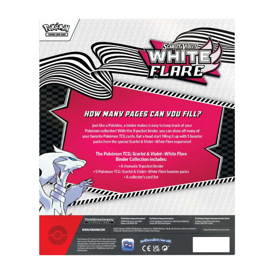 Pokémon TCG Scarlet & Violet—White Flare Binder Collection – 4-Pocket Binder with Booster Pack and Exclusive Fire-Type Artwork