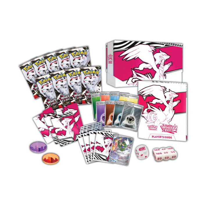 Pokémon TCG Scarlet & Violet—White Flare Elite Trainer Box – Includes 9 Booster Packs, Tornadus Promo Card, and Reshiram-Themed Accessories