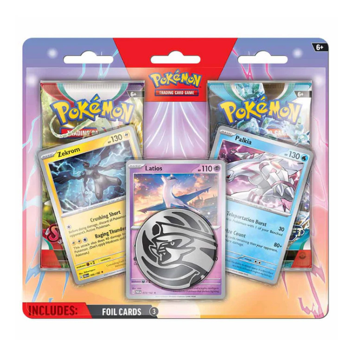 Pokémon TCG Enhanced 2-Pack Blister with Latios, Zekrom & Palkia – includes 2 booster packs and 3 promo cards