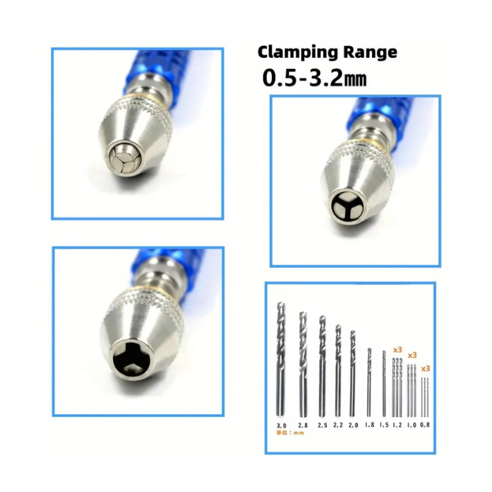 Precision Hobby Tools – Utility Pin Vice & Drill Bits (16)