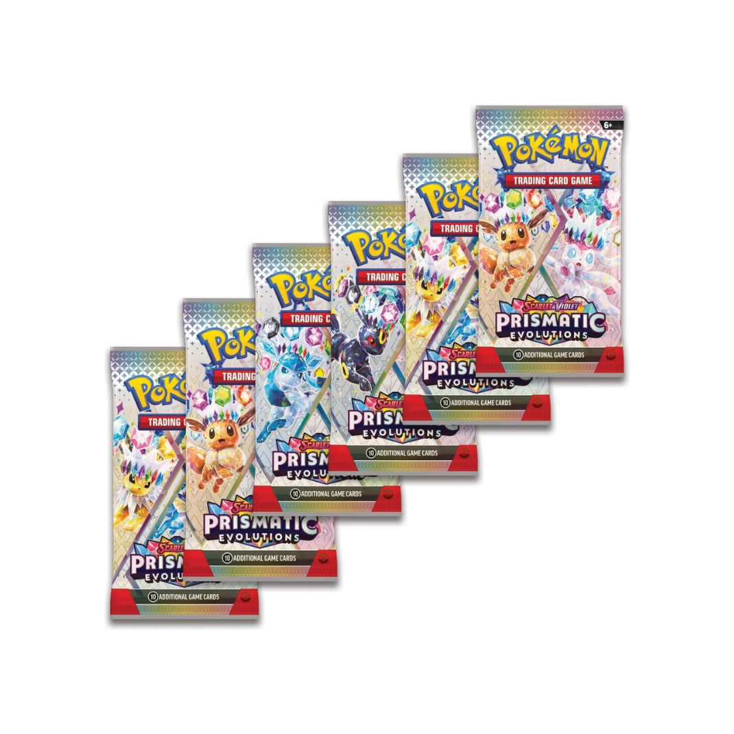 Pokémon TCG Prismatic Evolutions Booster Bundle – Scarlet & Violet 8.5 with 6 sealed packs.