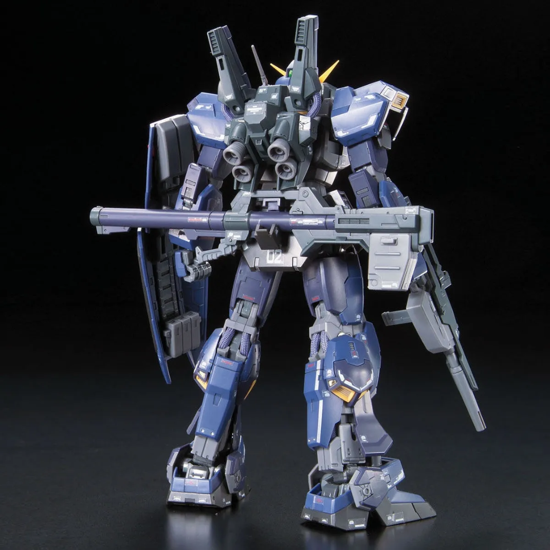 Reverse shot of the the RG RX-178 Gundam MK-II Titans in a neutral standing pose