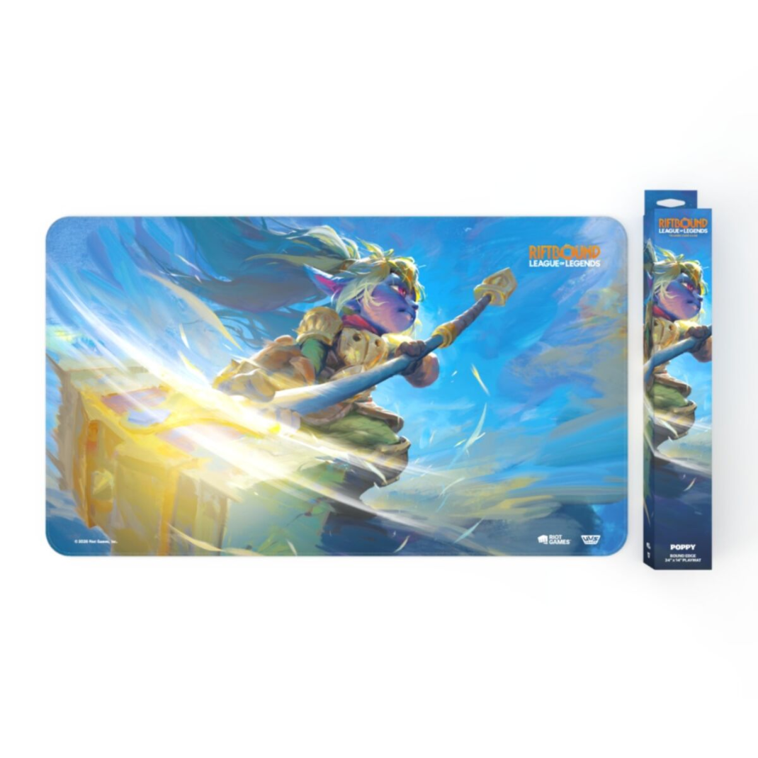 Riftbound League of Legends TCG Unleashed Playmat Poppy Keeper of the Hammer 24x14 inch neoprene bound edge official Riot Games - Hobby Collectors Australia