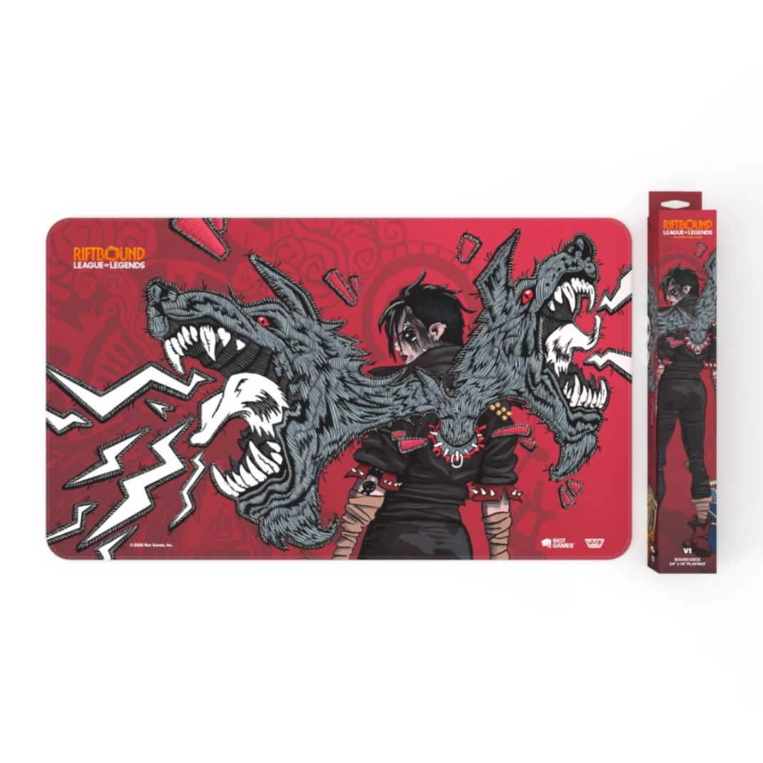 Riftbound League of Legends TCG Unleashed Playmat Vi Piltover Enforcer 24x14 inch neoprene bound edge official Riot Games - Hobby Collectors Australia