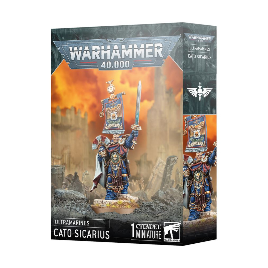 Ultramarines Cato Sicarius miniature kit 2025 – legendary Chapter hero with Talassarian Tempest Blade and artisan plasma pistol