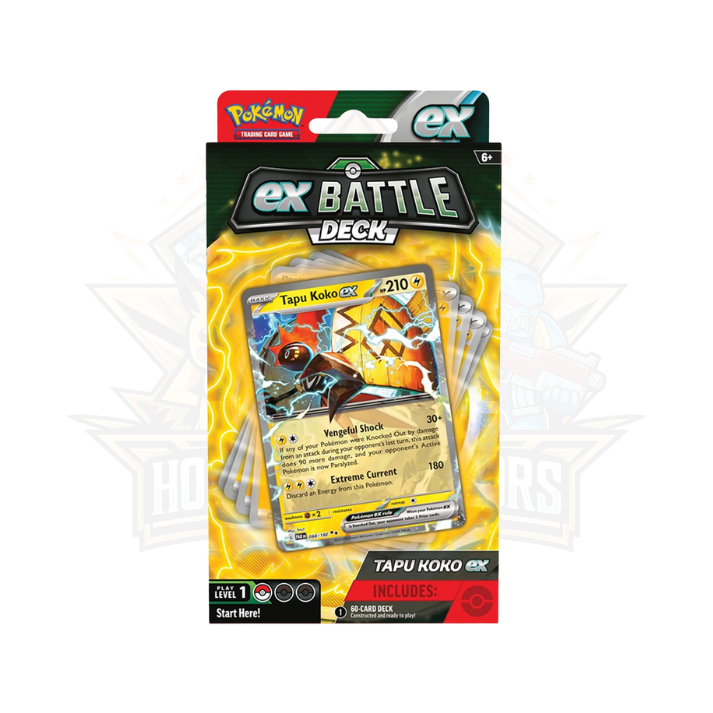 Tapu Koko ex Battle Deck Pokémon trading card game sealed pack with yellow lightning design