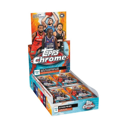 Topps Chrome NBL 2024/2025 Basketball Trading Cards Hobby Breaker Box with premium Chrome finish and breaker-exclusive packs.