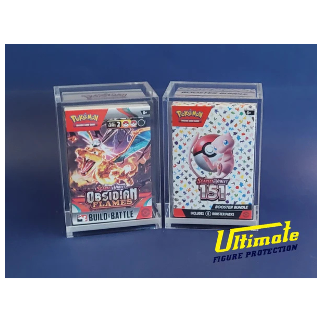 Ultimate Figure Protection Pokemon Booster Bundle Acrylic Case 5mm UV-rated crystal clear acid-free sliding bottom panel Australian made - Hobby Collectors Australia
