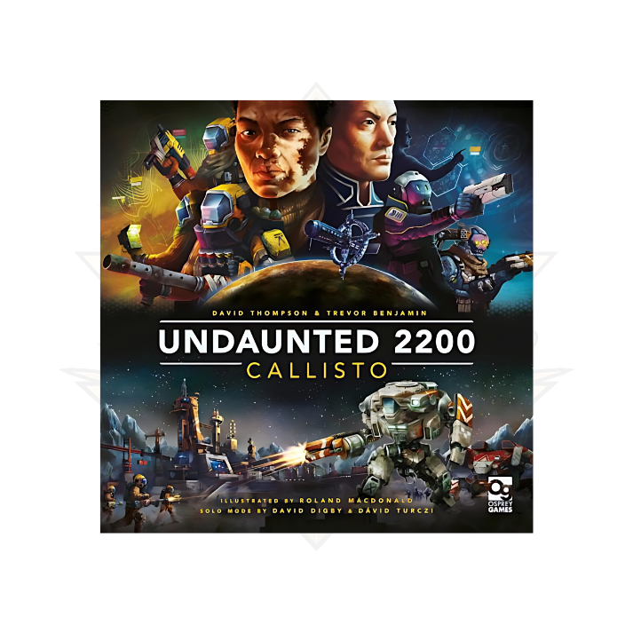 Undaunted 2200 Callisto board game box with futuristic soldiers, mechs, and sci-fi landscape