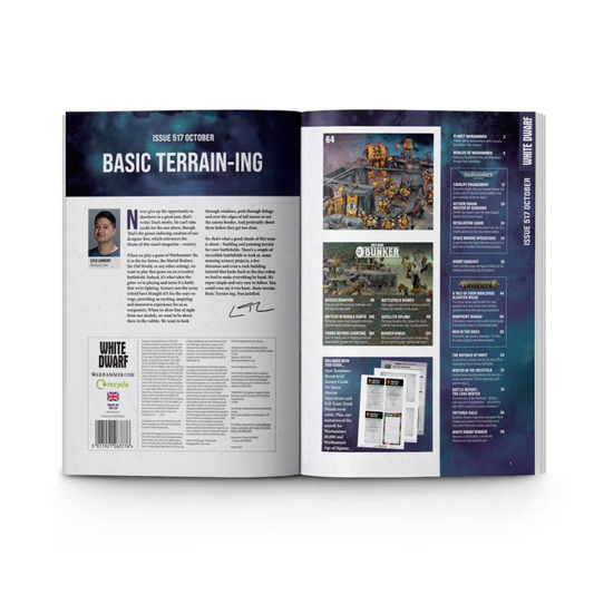 Front cover of White Dwarf 517 (October 2025) official Warhammer hobby magazine, featuring new rules and lore content.