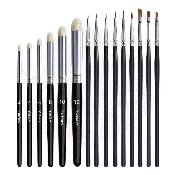 Yutiars 15pc Miniature Painting & Drybrush Set