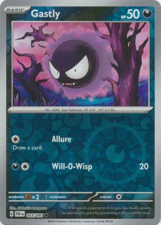 Gastly 055/091 Scarlet and Violet Paldean Fates Reverse Holo Common Pokemon Card NEAR MINT TCG