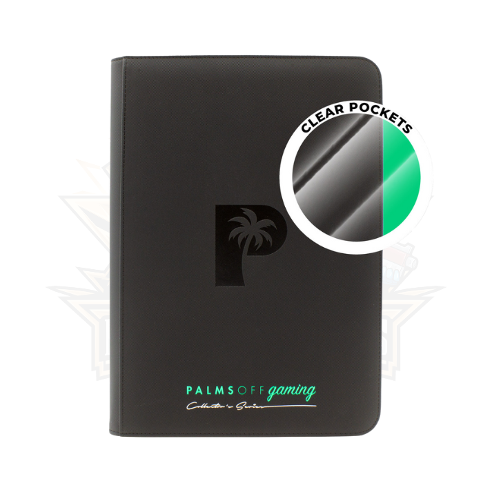 Palms Off Gaming - Collector's Series Top Loader Zip Binder - CLEAR (BLACK) (216 Pocket)