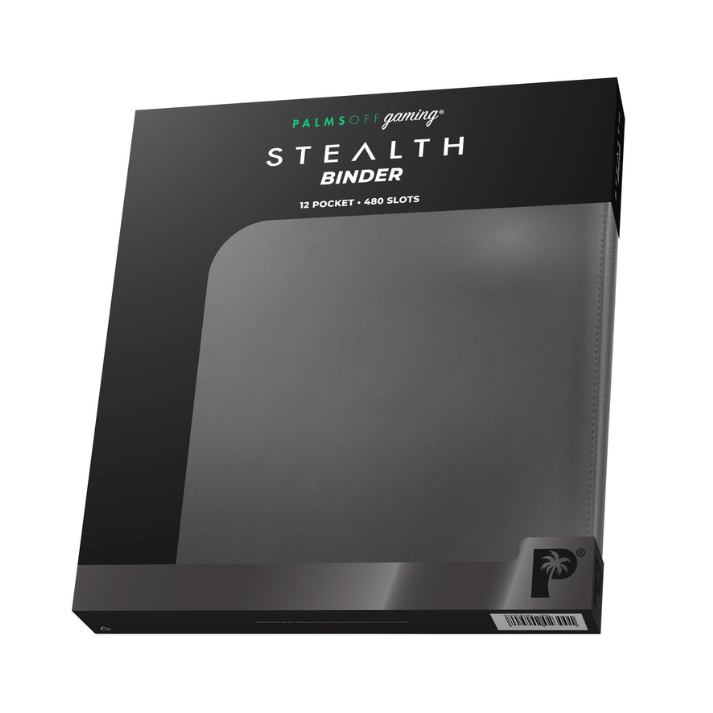 Palms Off Gaming STEALTH 12-Pocket Zip Trading Card Binder – Black with zipper and side-loading pockets