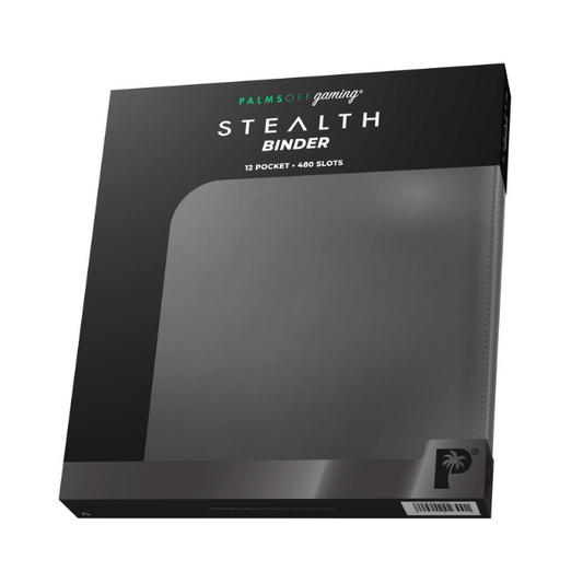 Palms Off Gaming STEALTH 12-Pocket Zip Trading Card Binder – Black with zipper and side-loading pockets