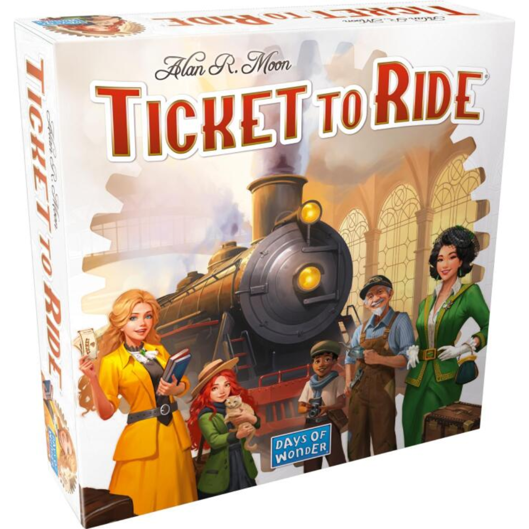 Ticket to Ride (Refresh) box art showing a classic steam locomotive and updated branding.