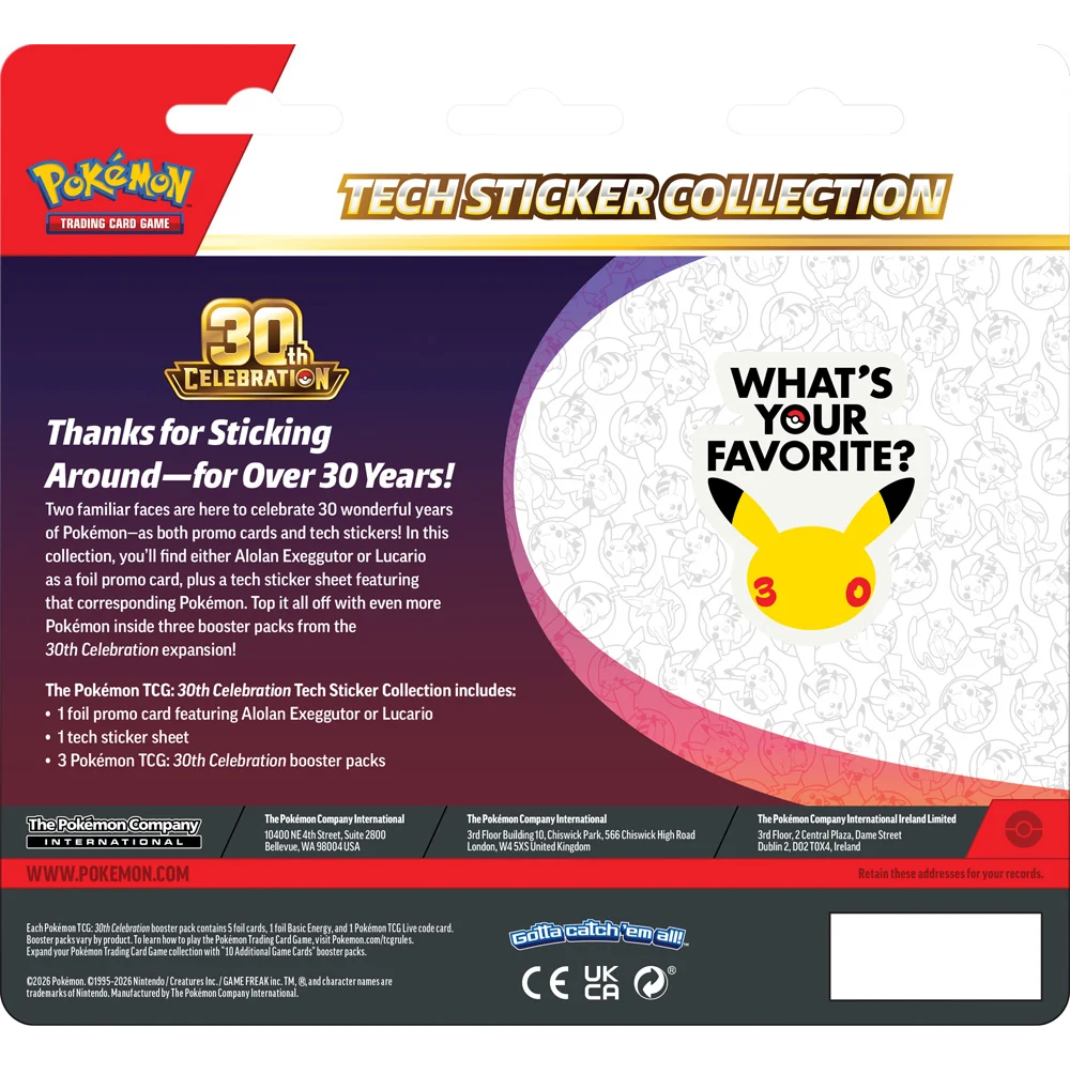 Pokemon TCG 30th Celebration Tech Sticker Collection packaging