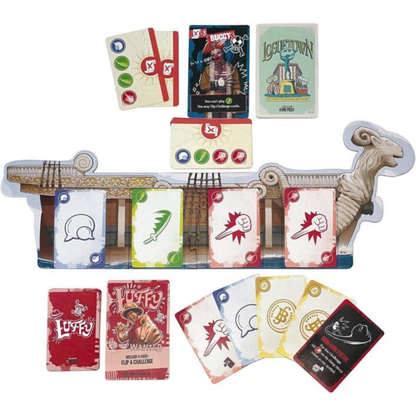 Fast-paced card play showing symbols and character cards being matched against a boss card.
