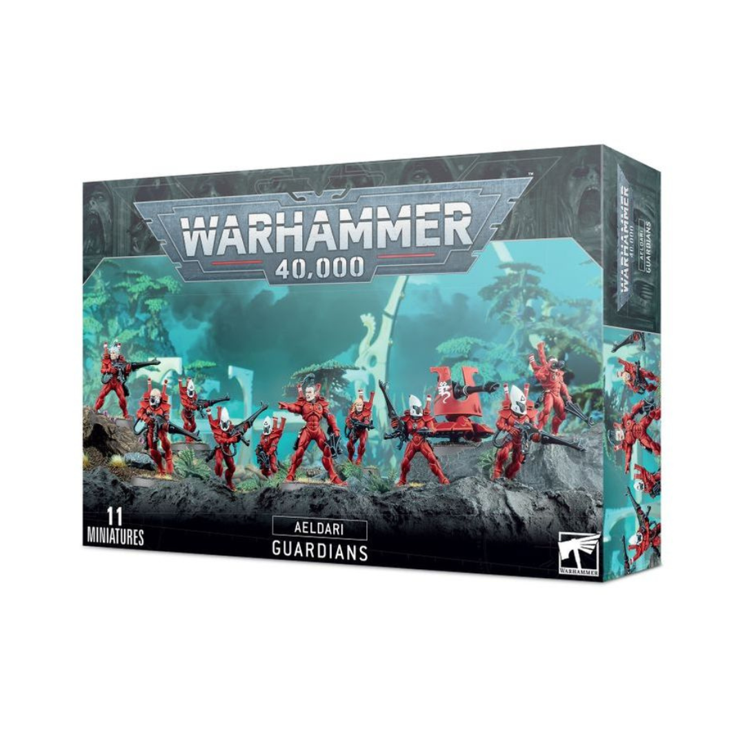 Warhammer 40K Aeldari Guardians box set – build 10 miniatures as Defender or Storm Guardians with weapon options.