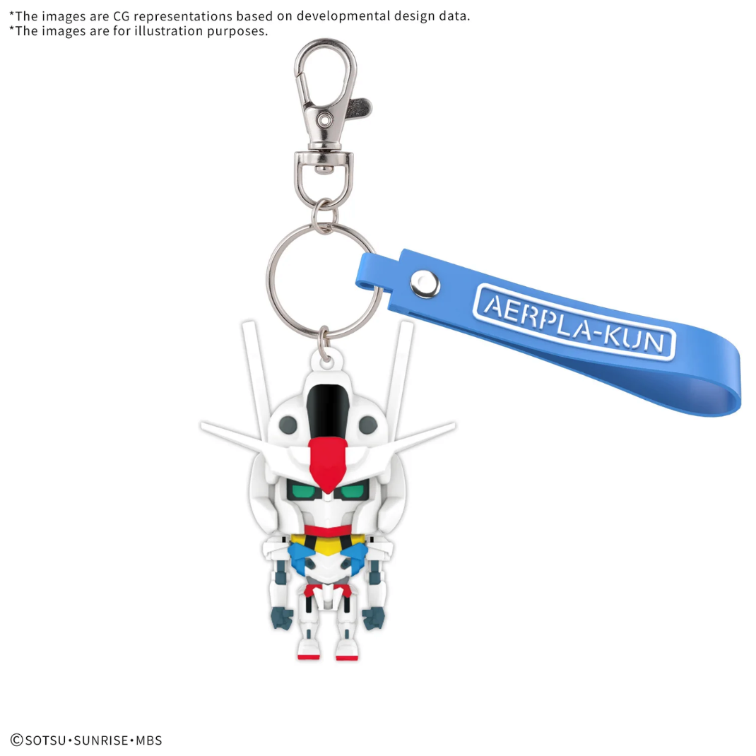 Front view of the Aerpla-kun 3D Rubber Mascot Keychain showing the vibrant, multi-colored sculpted PVC eco-character attached to its metal swivel clasp.