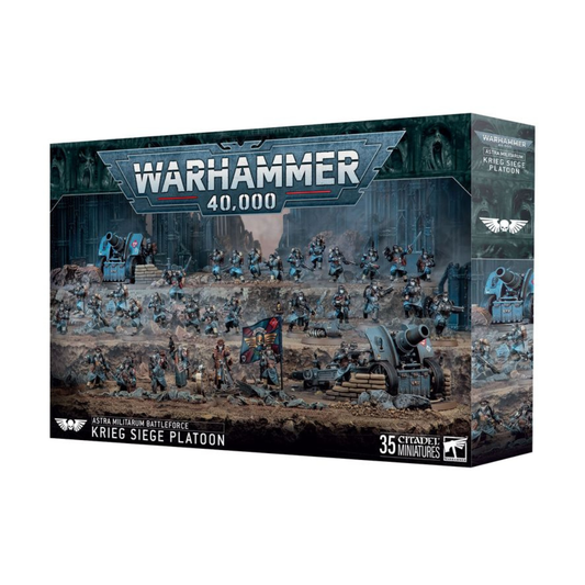 Astra Militarum Krieg Siege Platoon boxed set – Death Korps of Krieg infantry, command squad, engineers, and heavy artillery teams