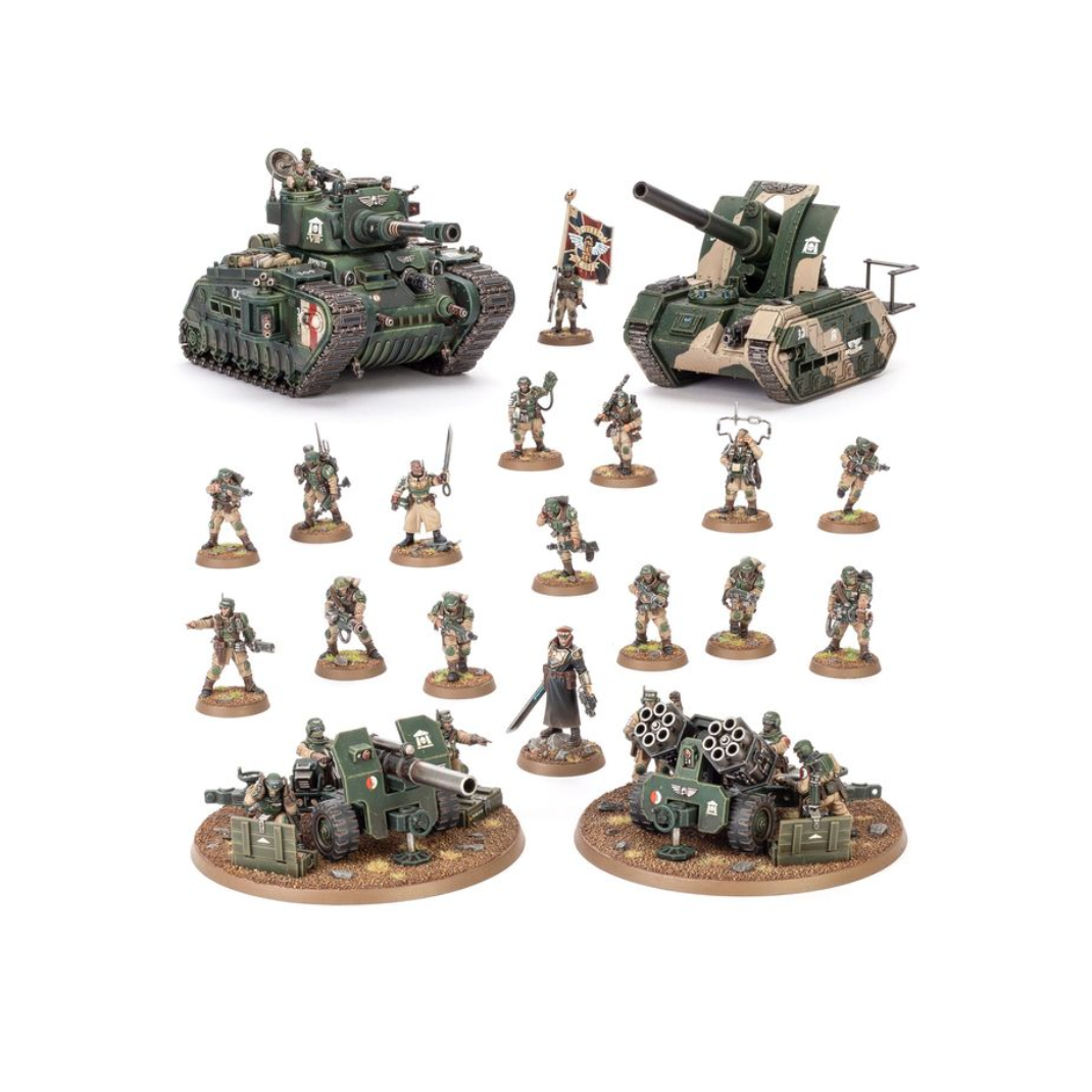 Warhammer 40,000: Battleforce — Astra Militarum Platoon | 20 Miniatures | Rogal Dorn + Basilisk