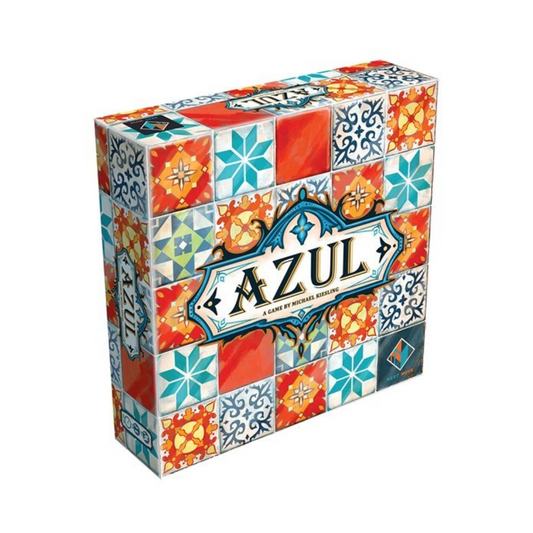 Board game box for 'Azul' with colorful tile design on a white background