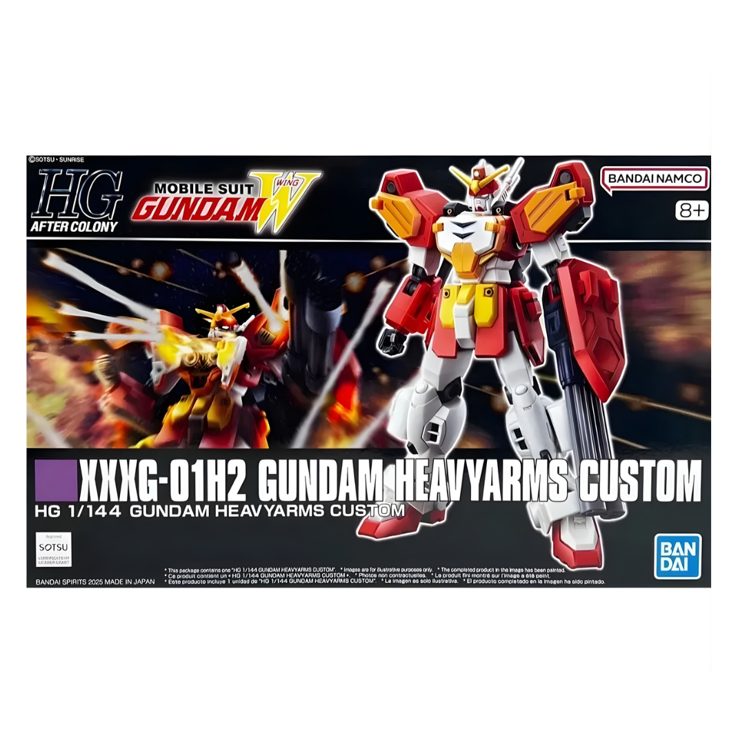 Bandai HG 1/144 Gundam Heavyarms Custom XXXG-01H2 model kit with dual Gatling guns and missile pods