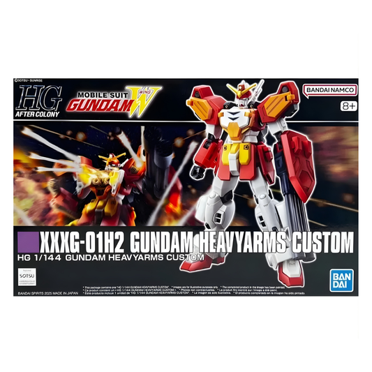 Bandai HG 1/144 Gundam Heavyarms Custom XXXG-01H2 model kit with dual Gatling guns and missile pods