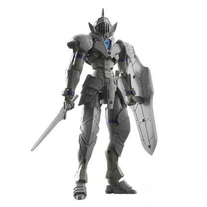 Bandai 30 Minutes Fantasy #01 Liber Knight model kit showing the white and blue knight with its sword and shield.