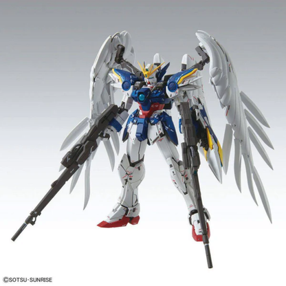 Bandai MG 1/100 XXXG-00W0 Wing Gundam Zero EW Ver Ka Master Grade Gundam Wing Endless Waltz Heero Yuy model kit white wings Twin Buster Rifle - Hobby Collectors Australia