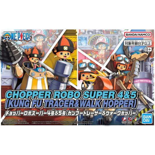 Bandai One Piece Chopper Robo Super 4 and 5 Kung Fu Tracer Walk Hopper model kit set with Tony Tony Chopper figures - Hobby Collectors Australia