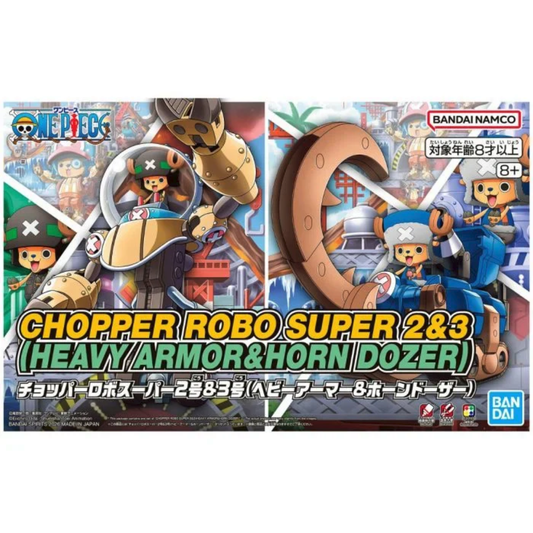 Bandai One Piece Chopper Robo Super 2 and 3 Heavy Armor Horn Dozer model kit set with Tony Tony Chopper figures - Hobby Collectors Australia