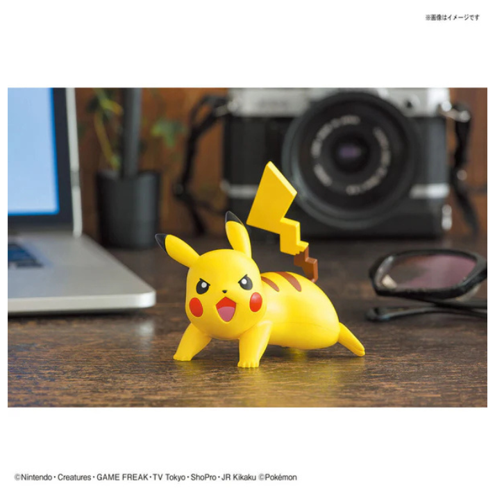 Bandai Pokémon Model Kit Quick!! 03 Pikachu Battle Pose – snap-fit assembly, molded colors, articulated tail, 75mm tall