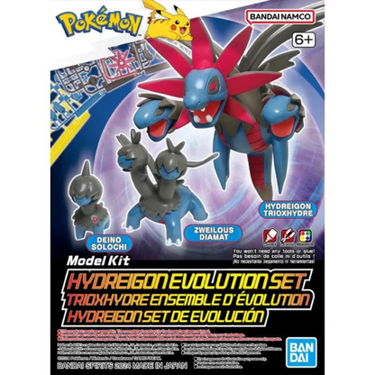 Bandai Pokémon Model Kit — Hydreigon Evolution Set | Deino, Zweilous & Hydreigon + Pikachu | 4 Kits