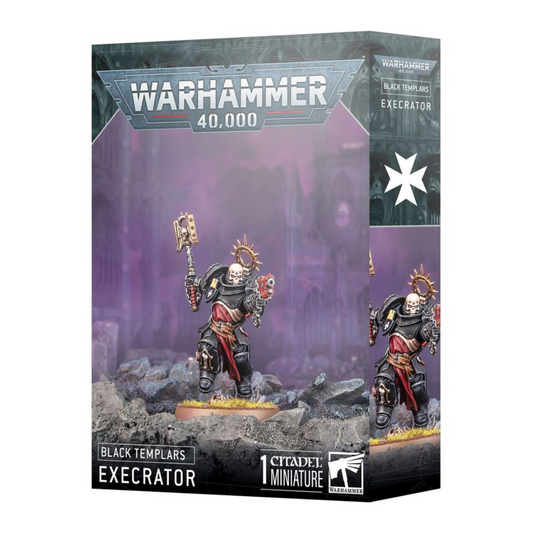 Warhammer 40,000 Black Templars Execrator miniature packaging on a white background