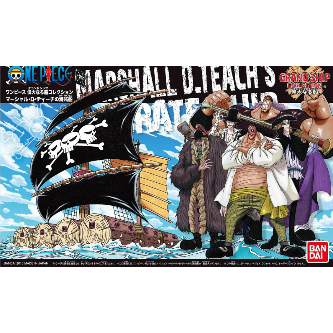 Bandai One Piece Grand Ship Collection 11 Marshall D Teach Blackbeard Pirates ship snap fit model kit ocean wave display waterline mode