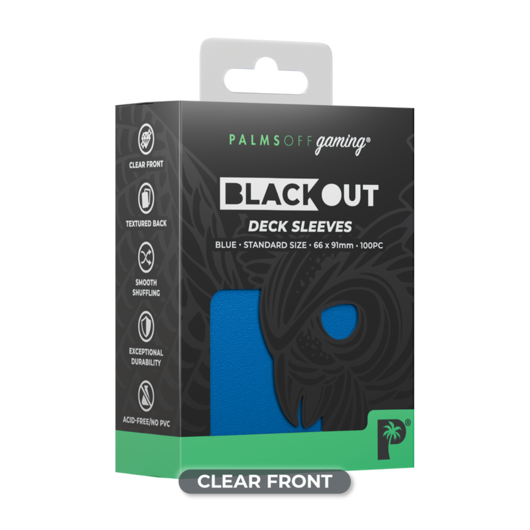Palms Off Gaming: Blackout Deck Sleeves — Standard Size 100ct | Black, Blue, Purple, Red, Rose, Turquoise & Yellow
