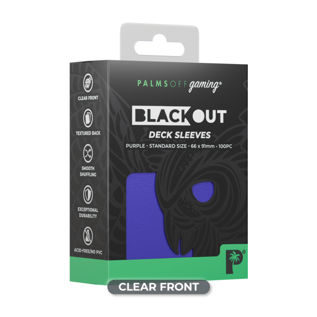 Palms Off Gaming: Blackout Deck Sleeves — Standard Size 100ct | Black, Blue, Purple, Red, Rose, Turquoise & Yellow