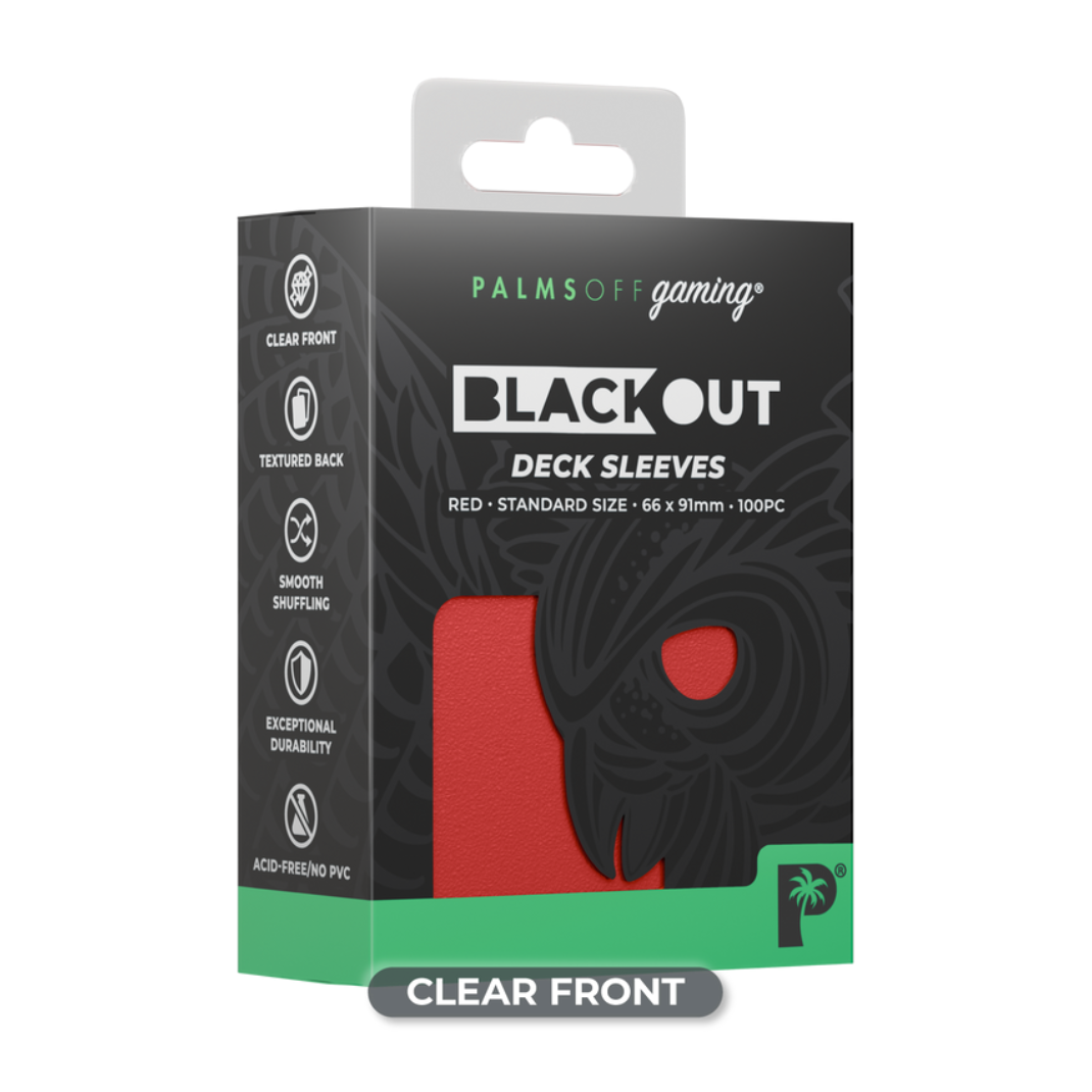 Palms Off Gaming: Blackout Deck Sleeves — Standard Size 100ct | Black, Blue, Purple, Red, Rose, Turquoise & Yellow