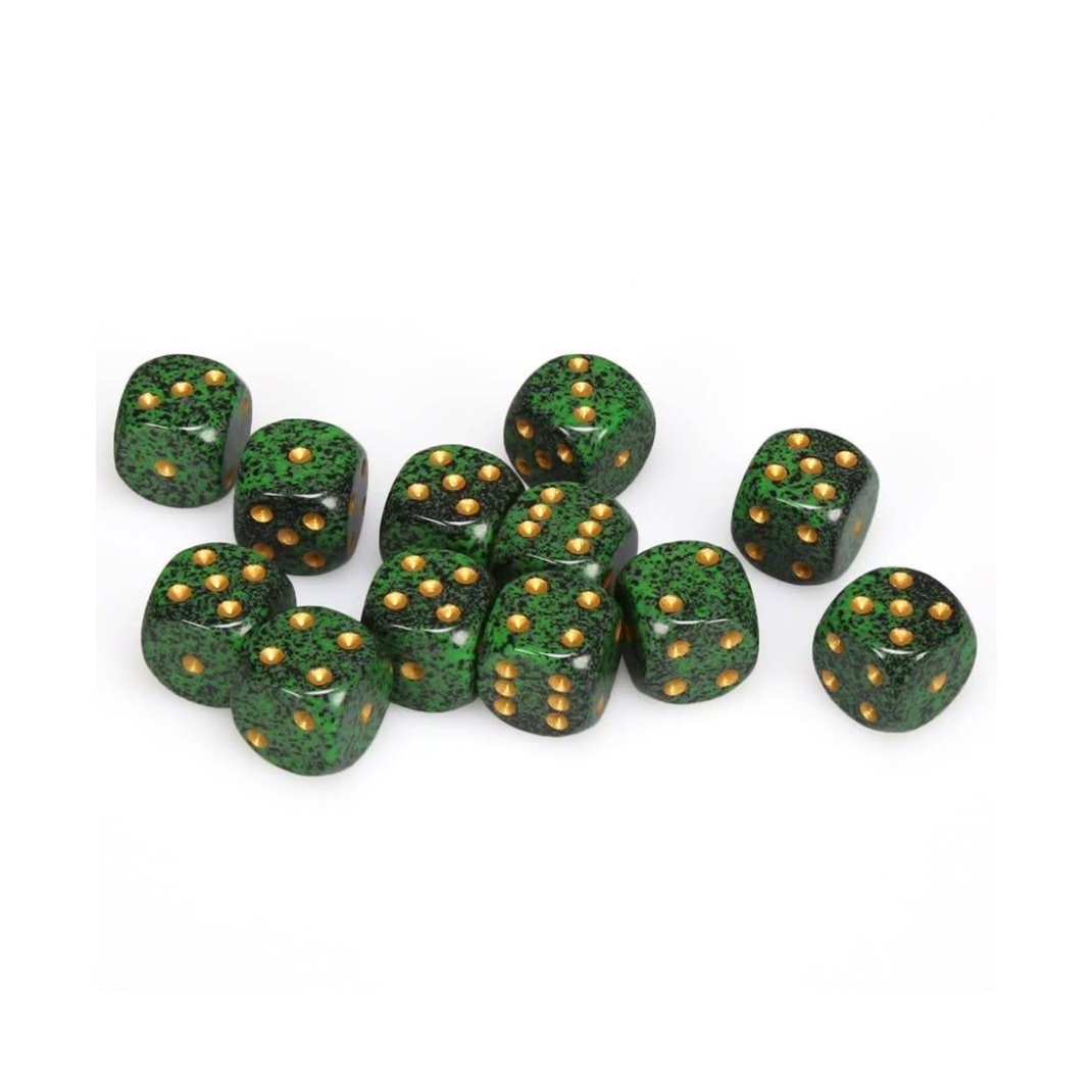 Chessex Speckled 16mm d6 Golden Recon/Block Dice – Set of 12 (CHX 25735)