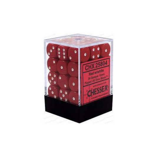 Chessex Opaque 12mm d6 Red/White Block Dice Set of 36 – Hobby Collectors Australia