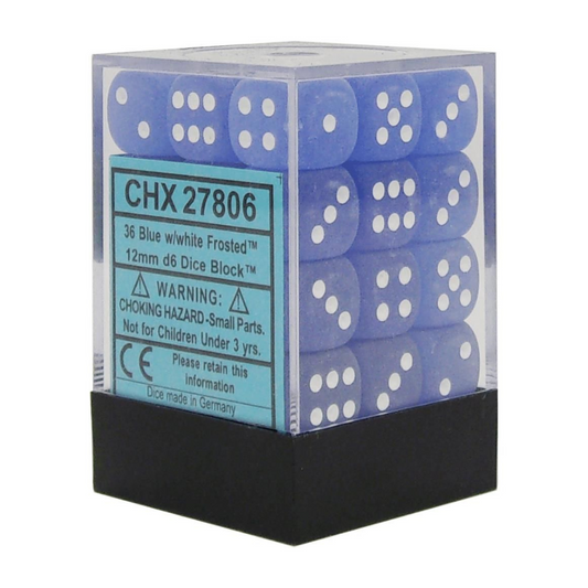 Chessex Frosted 12mm d6 Blue/White Block Dice Set of 36 – Hobby Collectors Australia