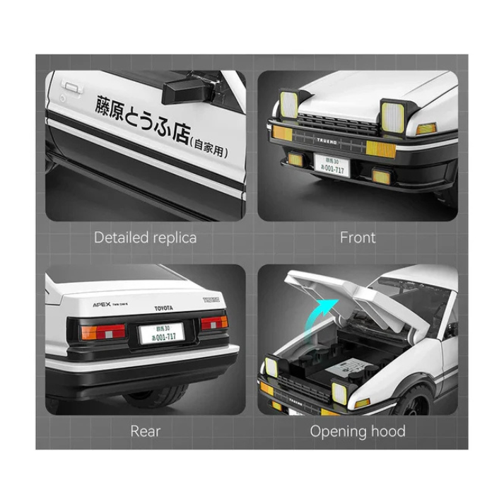 CaDA Initial D Takumi Fujiwara AE86 Trueno 1:35 scale pull-back brick model (C55018W)
