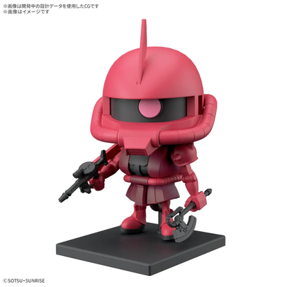 Assembled 1/1 scale Charzaku-kun figure mounted inside the specialized runner version recreation frame to look like an unbuilt model kit.