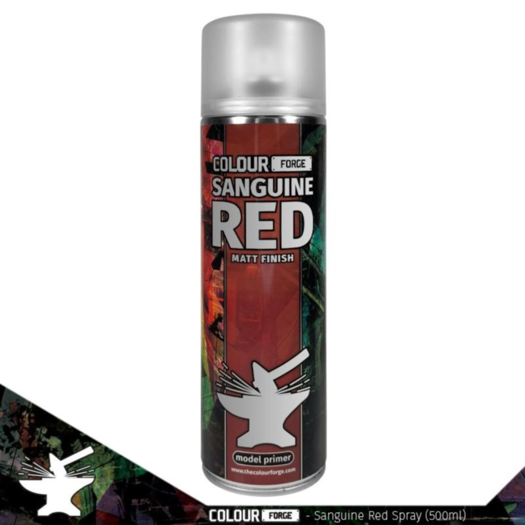 ColourForgeAerosolSprayPrimer_SanguineRed_500ml_High-PigmentMiniatureUndercoat_TCF-SPR-018 - Hobby Collectors Australia