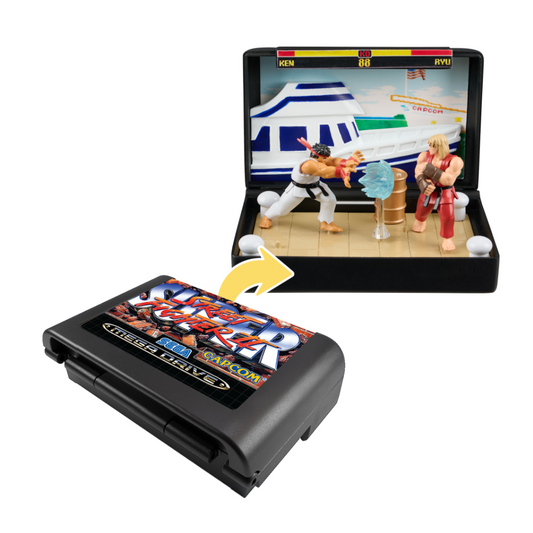 Console Heroes Street Fighter II Collectible Diorama featuring detailed characters and arcade-inspired design.