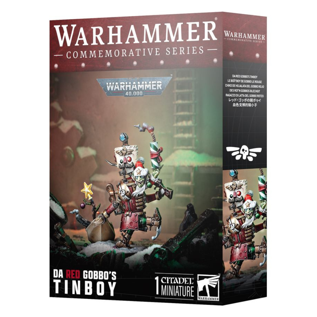 Da Red Gobbo’s Tinboy miniature – Ork grot in a Tinboy exo‑suit on scenic base, Warhammer 40K festive 2025