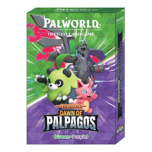 Palworld Official Card Game Dawn of Palpagos Trial Deck Green Purple packaging