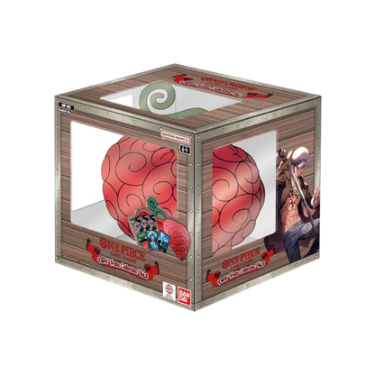 One Piece Card Game Devil Fruits Collection Vol. 3 [DF-03] box packaging showing the sleeves, DON!! card, and OP-12 booster packs.